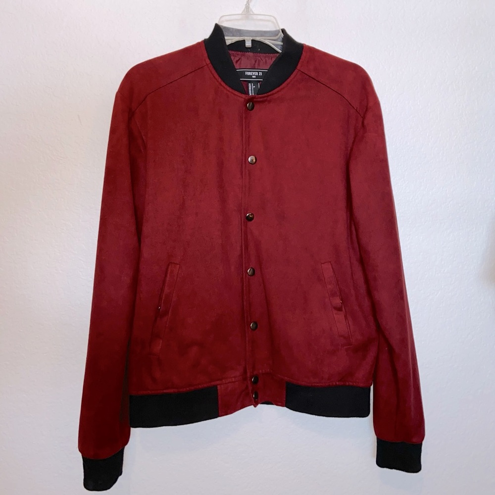Forever 21 Maroon Suede Bomber Jacket